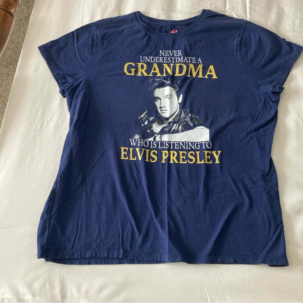 Hanes Navy Graphic Tee with Elvis Presley Design